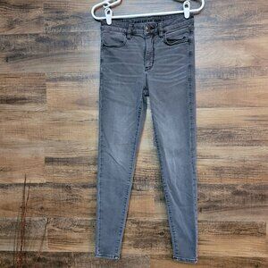 American Eagle 2 R Next Level Stretch Jegging Hi Rise Charcoal Wash Denim